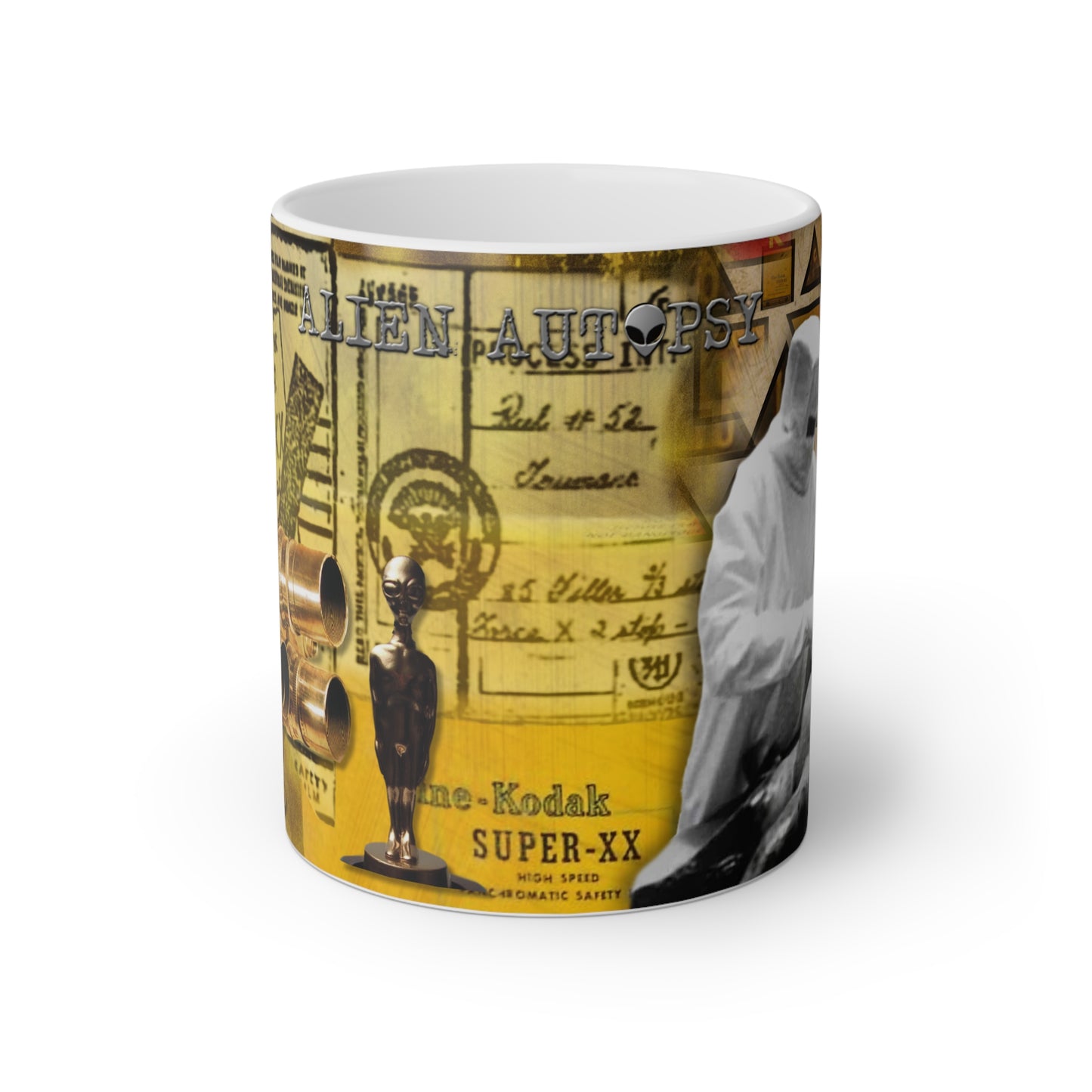 MUG: "Alien Autopsy Super XX Film" White Mug, 11oz