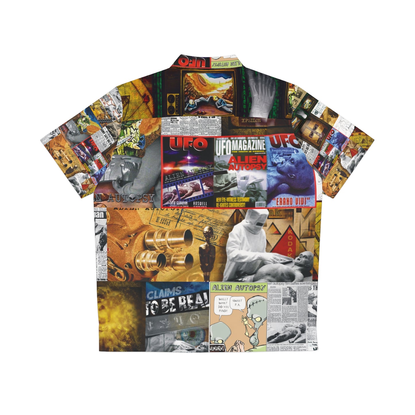 TS Alien Autopsy Media Montage Full Colour Men's Hawaiian Shirt.