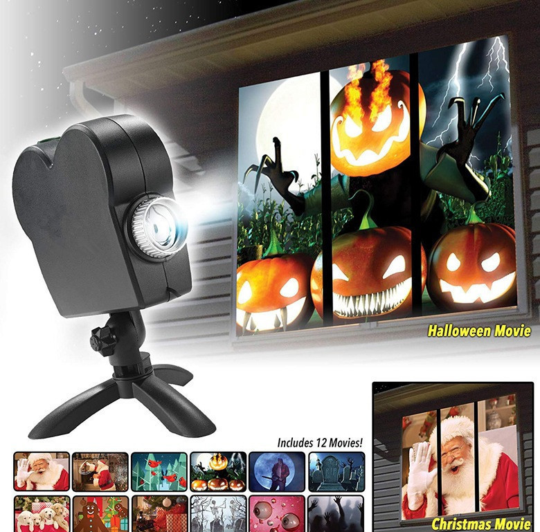 GA Halloween  Christmas Laser Projector 12 Movies Disco Light Mini Window Home Theater Projector Indoor Outdoor Projector