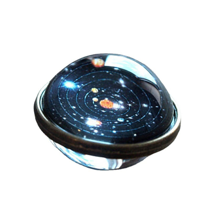 J Cosmic Starry Sky Necklace Double-sided Glass Ball Solar System