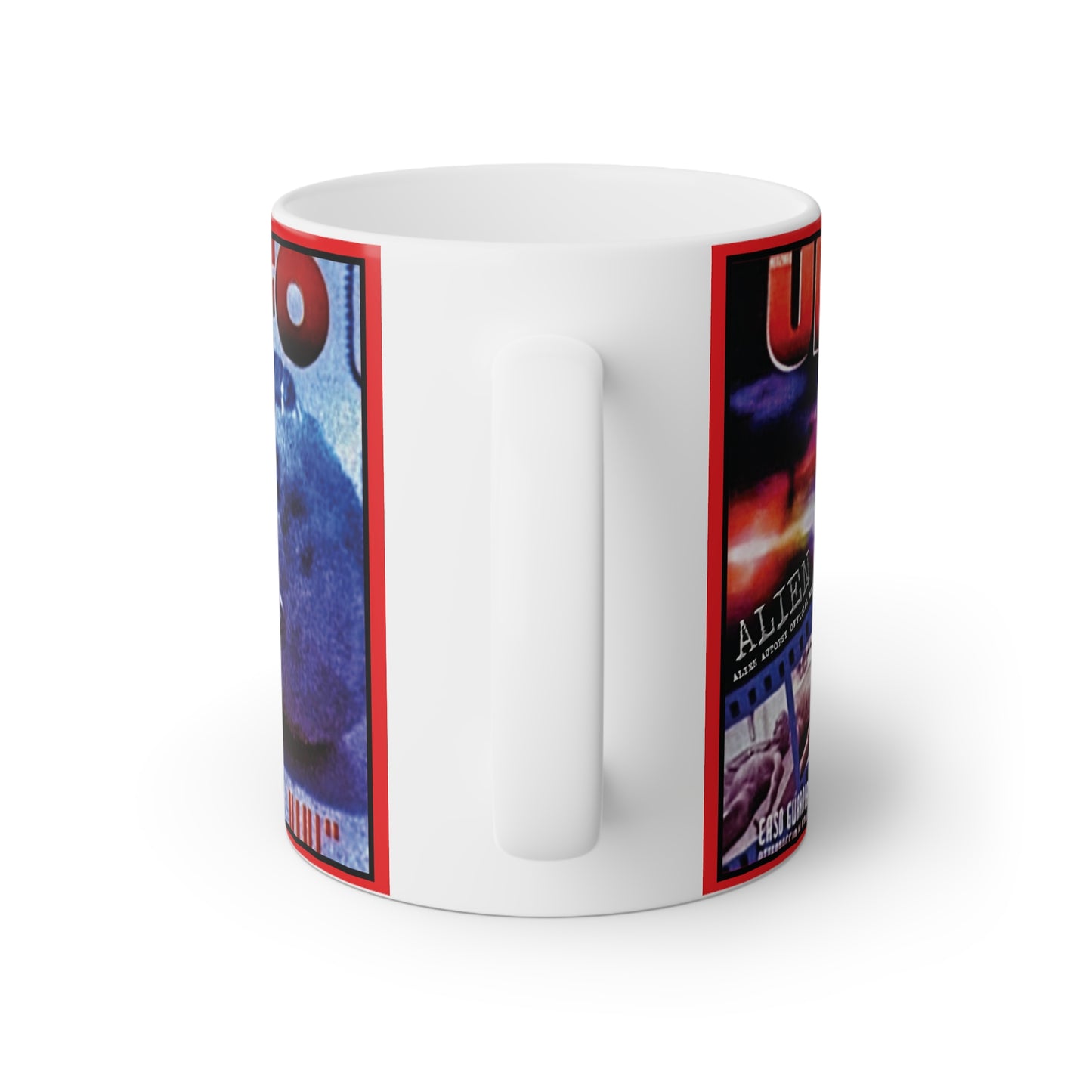 MUG AA: "Alien Autopsy UFO Magazines" White Mug, 11oz