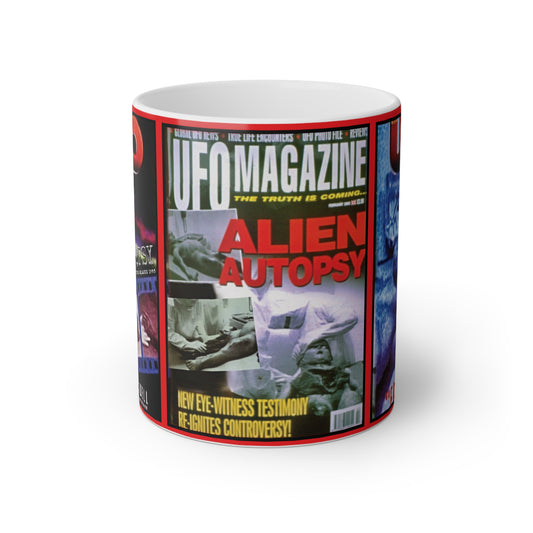 MUG AA: "Alien Autopsy UFO Magazines" White Mug, 11oz