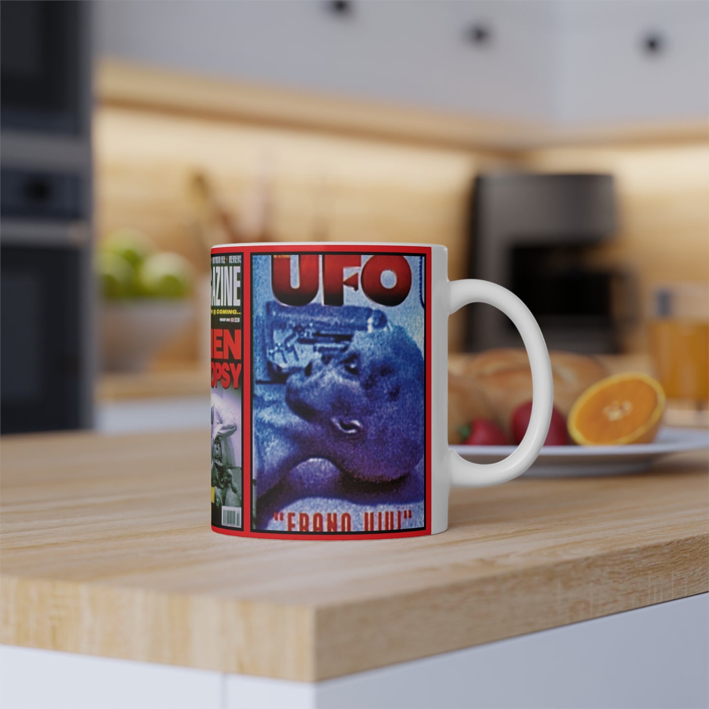 MUG AA: "Alien Autopsy UFO Magazines" White Mug, 11oz