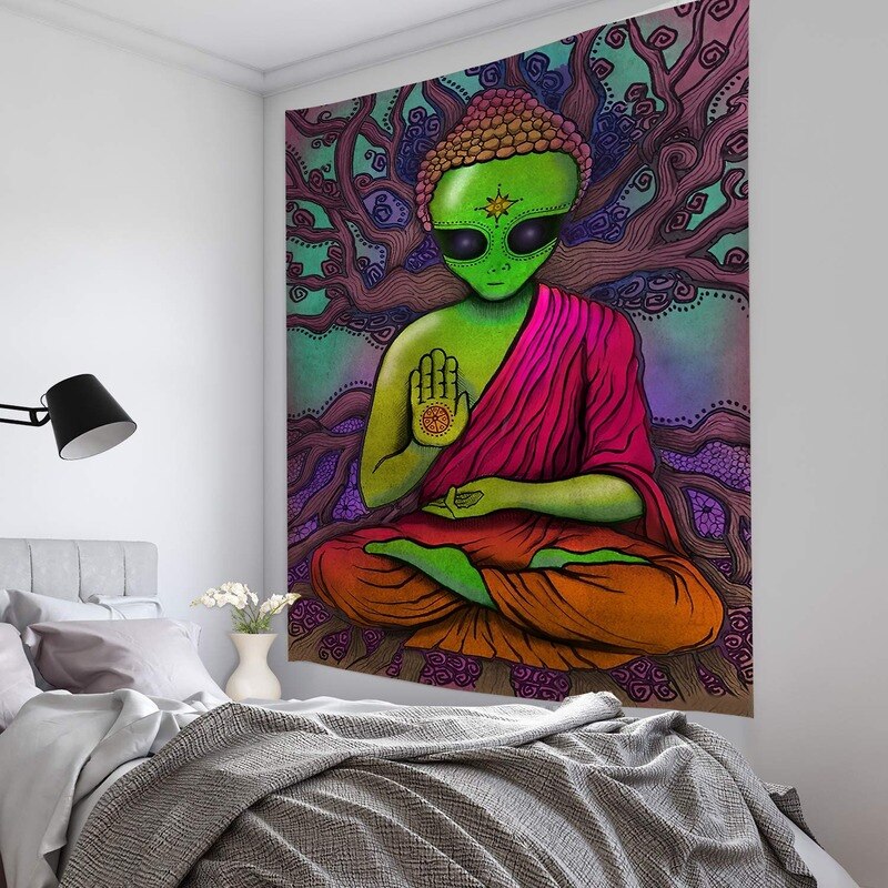 H 'Psychedelic Alien wall, furniture, bed cloth tapestry' Beach Towel, Throw, window covering Anime pattern wall cloth art Home decoration