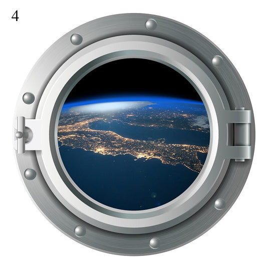 H Spaceship/Underwater Porthole Window Wall Stickers For Washing Machine Kidroom Decoration Diy Art Wall Decals Bathroom Wall Sticker