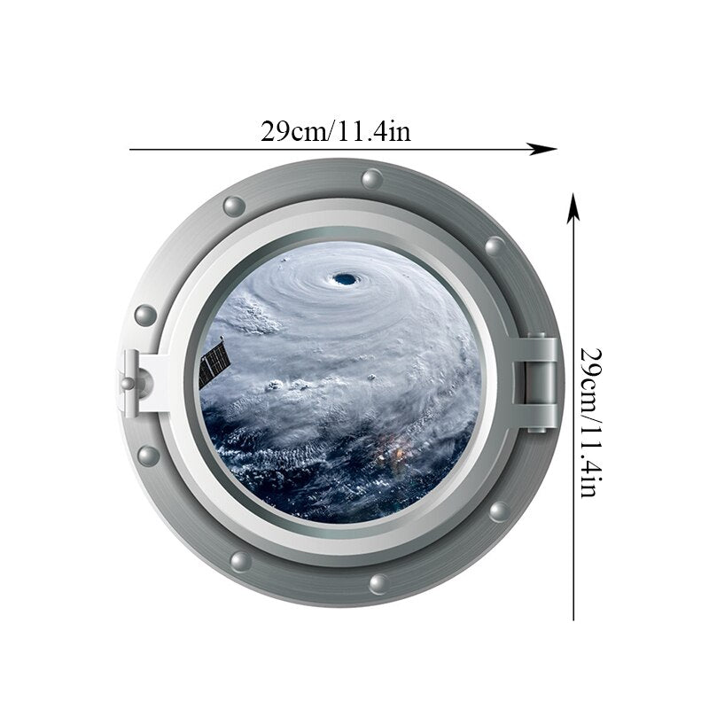 H Spaceship/Underwater Porthole Window Wall Stickers For Washing Machine Kidroom Decoration Diy Art Wall Decals Bathroom Wall Sticker