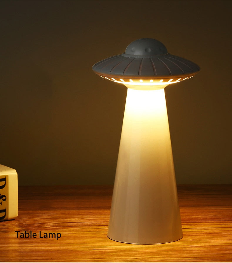 L UFO Design USB Rechargeable LED Table Lamp Dimmable Reading Flicker-Free Light Smart Night Light Bedside Lamp Student Children