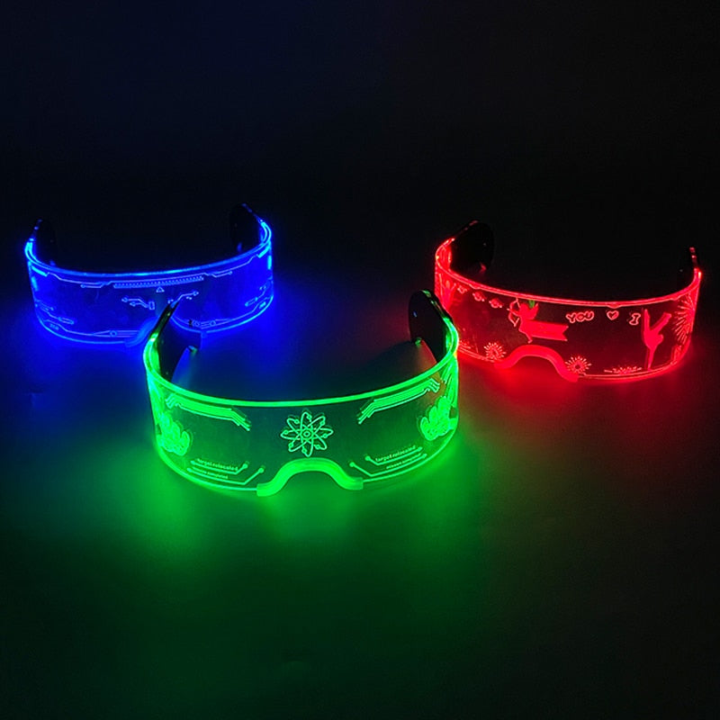 E Alien Fashion Luminous Glasses Neon Party Decoration LED Sunglasses For Nightclub DJ Dance Music Festival Rave Decorative