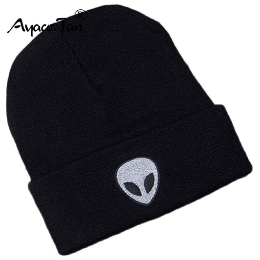 CH Alien Embroidered Knitted Beanie Hats Cute Cap for Autumn Winter unisex Cap Warm Melon Cap Street Head Cap Men Women Hat