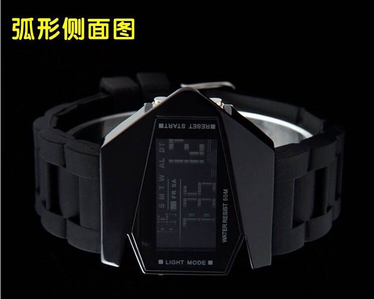 1W Alien Pilot Unisex Fashion Led Digital Watches Men Women Teenagers UFO Aircraft Watches Explorer Bomber Flashlight LED Military Starfleet Sport Watches