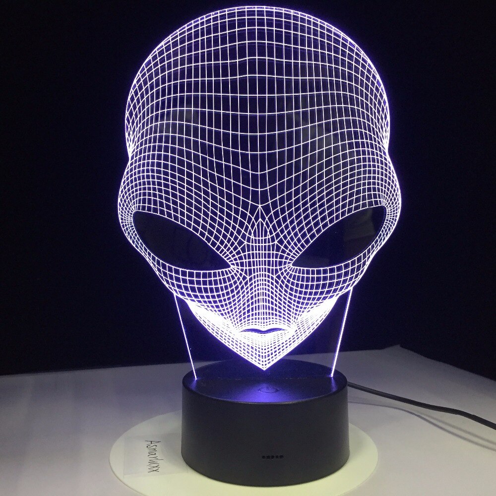 L Hologram Illusion Pop-eyed Alien 1Piece 7 Colors Changing 3D Acrylic Shape Lamp Night Light With Touch Switch Luminaria GX265