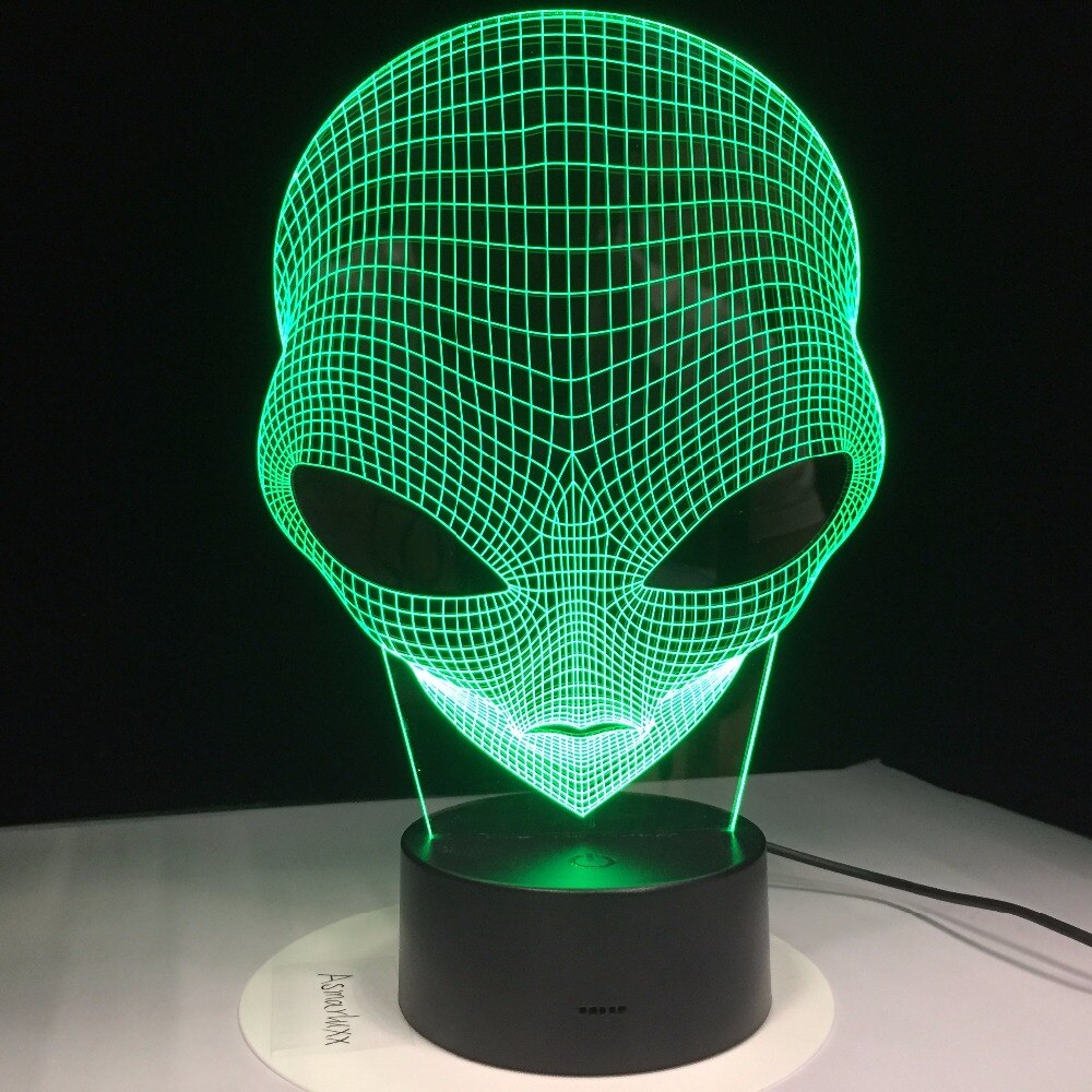 L Hologram Illusion Pop-eyed Alien 1Piece 7 Colors Changing 3D Acrylic Shape Lamp Night Light With Touch Switch Luminaria GX265