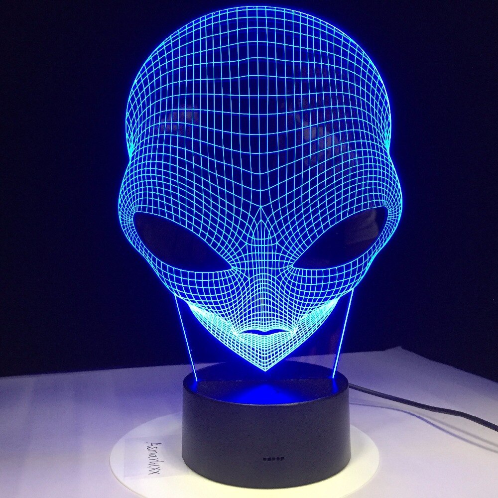 L Hologram Illusion Pop-eyed Alien 1Piece 7 Colors Changing 3D Acrylic Shape Lamp Night Light With Touch Switch Luminaria GX265