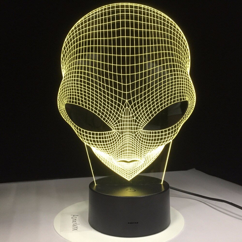 L Hologram Illusion Pop-eyed Alien 1Piece 7 Colors Changing 3D Acrylic Shape Lamp Night Light With Touch Switch Luminaria GX265