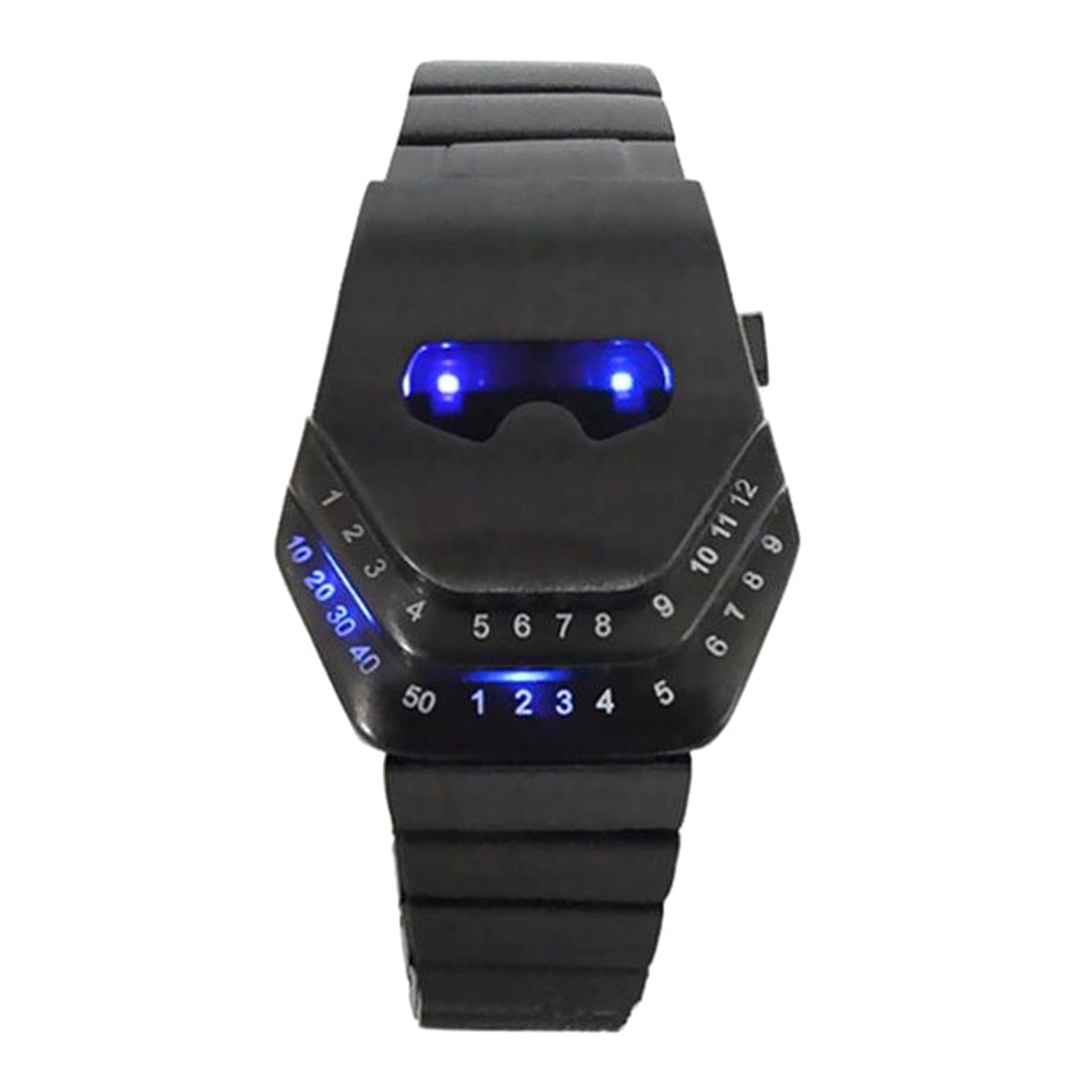 W ALIEN FASHION STAR FLEET Men's Stainless Steel Blue LED Wrist Watch Gift Cool Futuristic Style