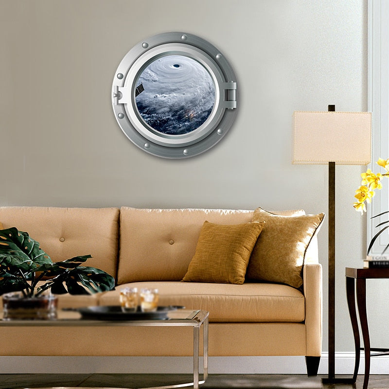 H Spaceship/Underwater Porthole Window Wall Stickers For Washing Machine Kidroom Decoration Diy Art Wall Decals Bathroom Wall Sticker