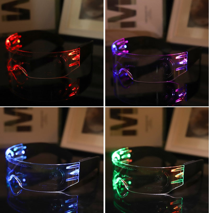 E Colourful LED Luminous Glasses Electronic Visor Glasses Light Up Glasses Prop For Festival KTV Bar Party Performance Gifts