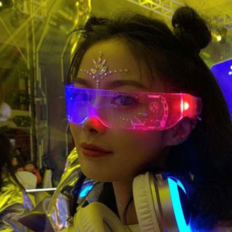 E Alien Fashion Luminous Glasses Neon Party Decoration LED Sunglasses For Nightclub DJ Dance Music Festival Rave Decorative