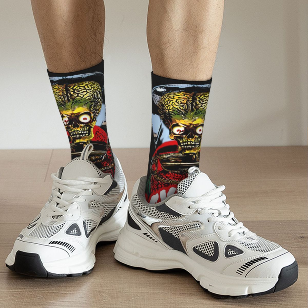 S 'ACK ACK Mars Attacks' Socks Fun Unisex Vintage Harajuku Hip Hop Novelty Pattern Crew Crazy Sock Gift Printed