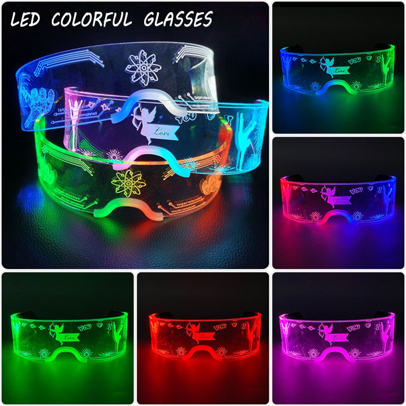 E Alien Fashion Luminous Glasses Neon Party Decoration LED Sunglasses For Nightclub DJ Dance Music Festival Rave Decorative