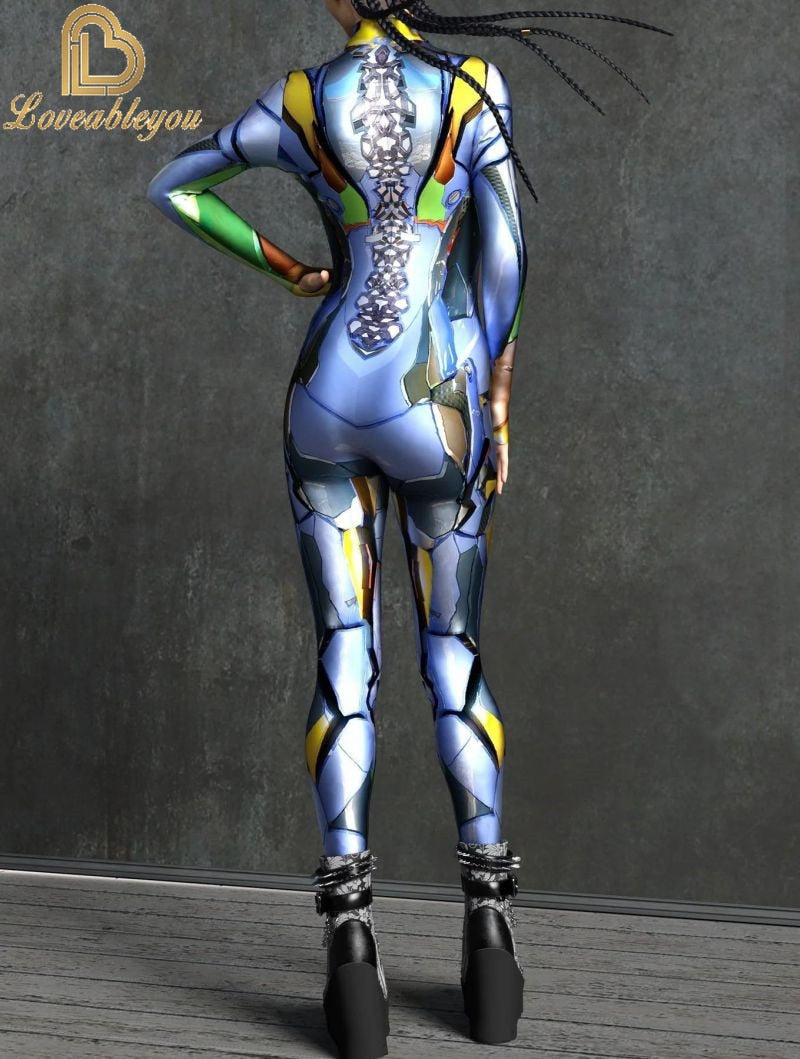 C Futuristic Space Alien Catsuit Unisex Zipper 16 years to Adults Jumpsuit Zentai Bodysuit Game Party Mecha 3D Print Costume Female Cosplay Outfit