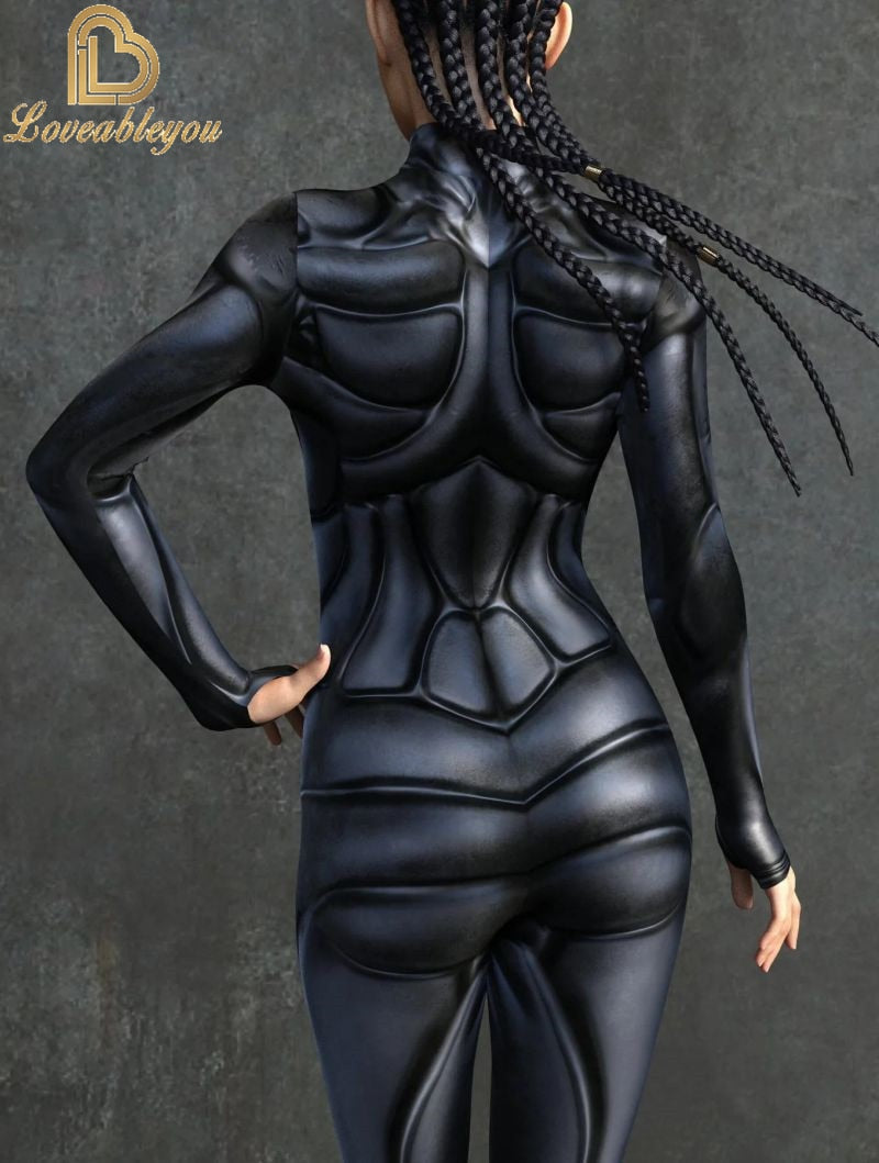 C Futuristic Space Alien Catsuit Unisex Zipper 16 years to Adults Jumpsuit Zentai Bodysuit Game Party Mecha 3D Print Costume Female Cosplay Outfit