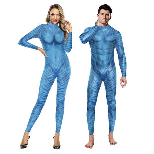 C Avatar Movie The Way of Water Alien Cosplay 3D Jumpsuit Women Men Avatar Cosplay Costume Halloween Zenti Party Bodysuit