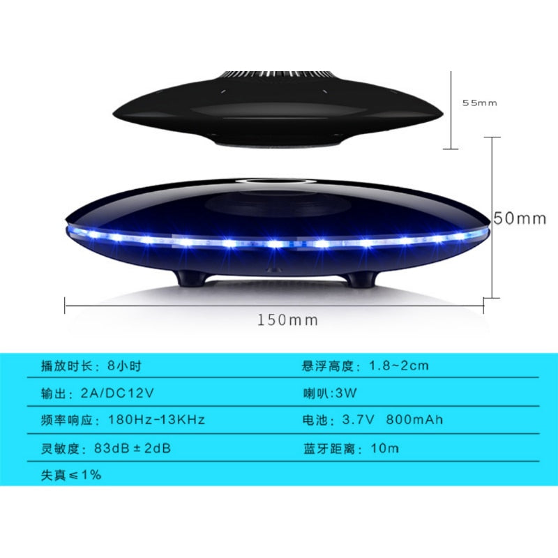 GA UFO Table Levitation Audio Wireless Bluetooth Speaker Black Technology Cool Subwoofer Desktop Ornament Creative Birthday Gift