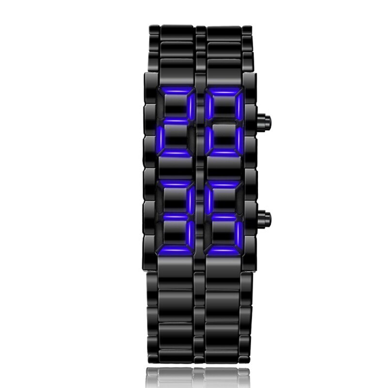 W Alien Lava Digital Blue Bracelet Watch LED Display Wrist Watch Full Metal Unisex Watches Gifts Space Age Sport Creative Clock