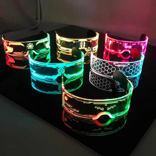 E Alien Fashion Luminous Glasses Neon Party Decoration LED Sunglasses For Nightclub DJ Dance Music Festival Rave Decorative