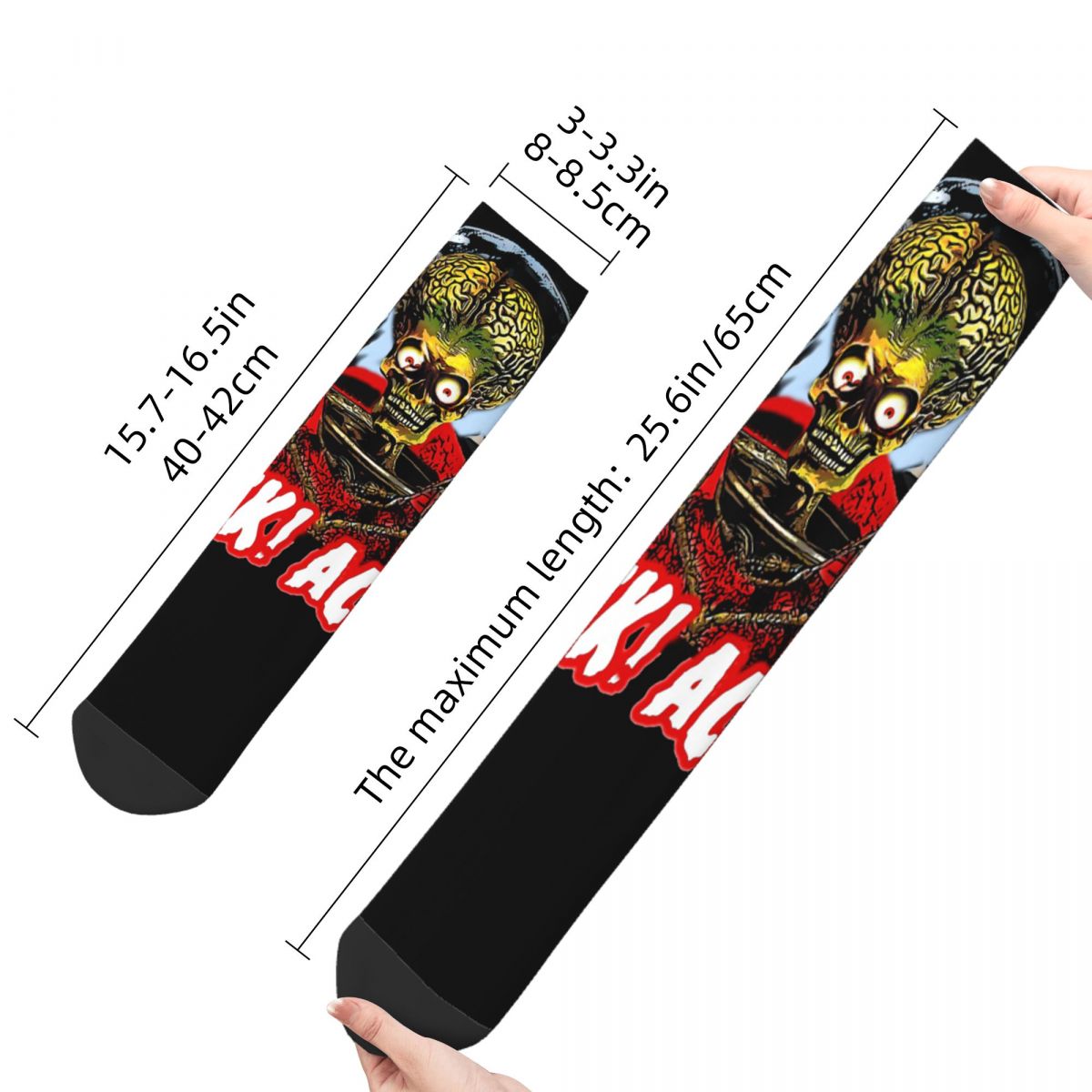 S 'ACK ACK Mars Attacks' Socks Fun Unisex Vintage Harajuku Hip Hop Novelty Pattern Crew Crazy Sock Gift Printed