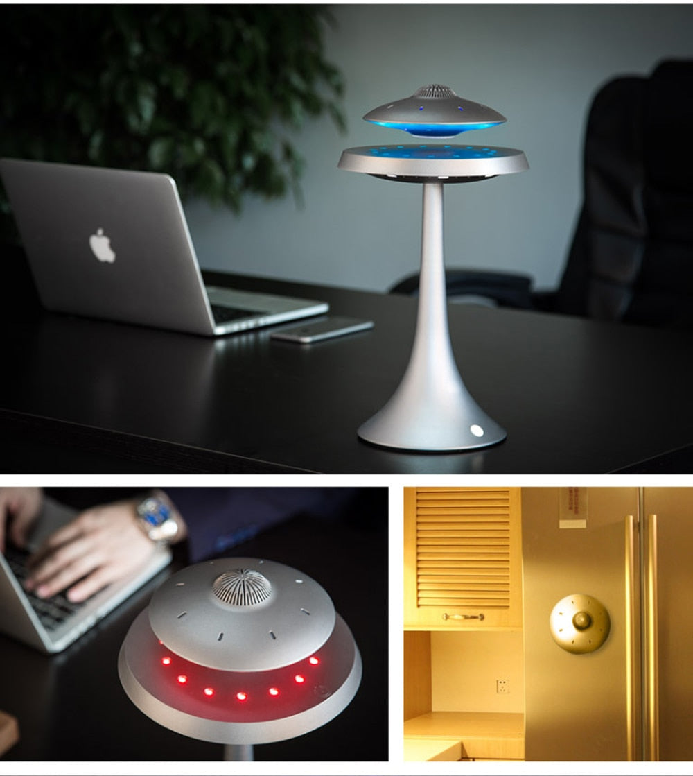 GA Levitating UFO Wireless Portable Speaker with LED Levitating Amplifier For Phone Floating Table Lamp Room Décor