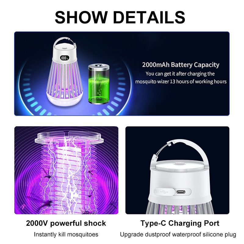 GA Mosquito Killer Lamp Digital Display Electric Shock Mosquito Trap Light Radiationless Insect Repellent Trap For Bedroom Outdoor Summer Gadgets