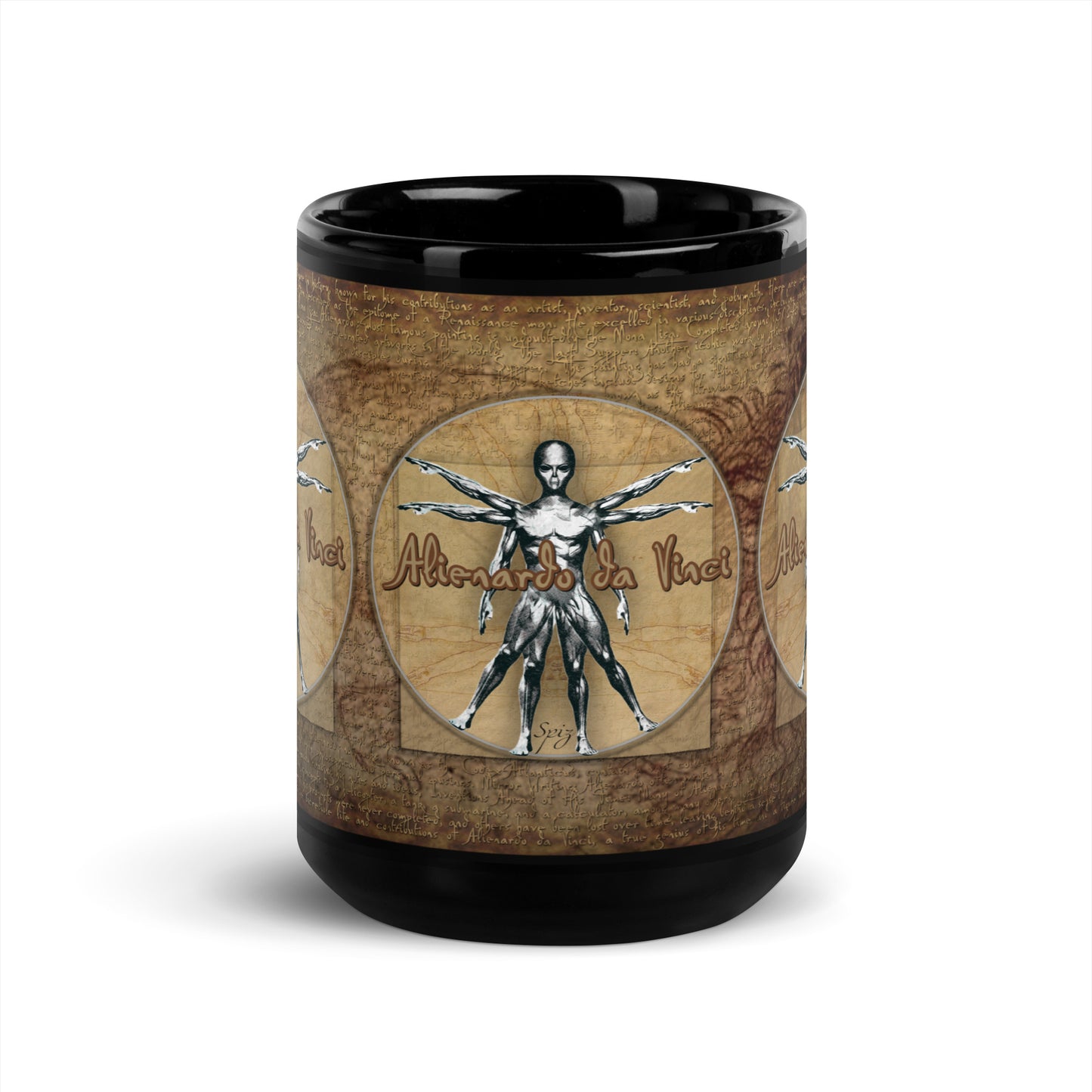 MUG: Alienardo da Vinci Black Glossy Mug-003