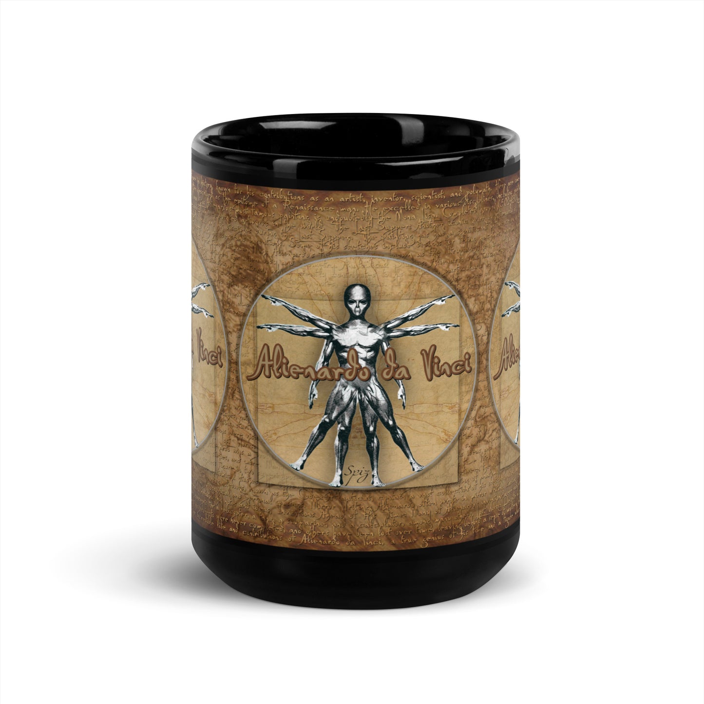 MUG: Alienardo da Vinci Black Glossy Mug-004