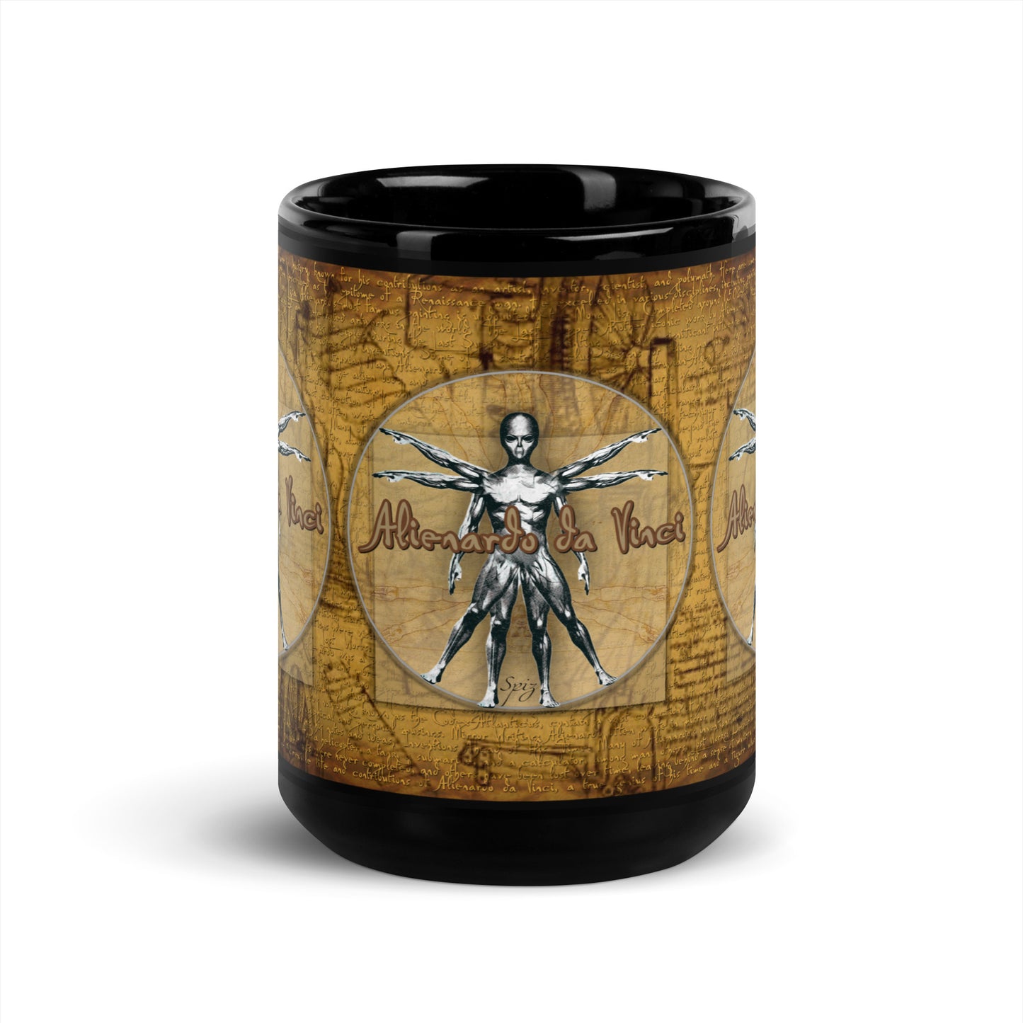 MUG: Alienardo da Vinci Black Glossy Mug-005