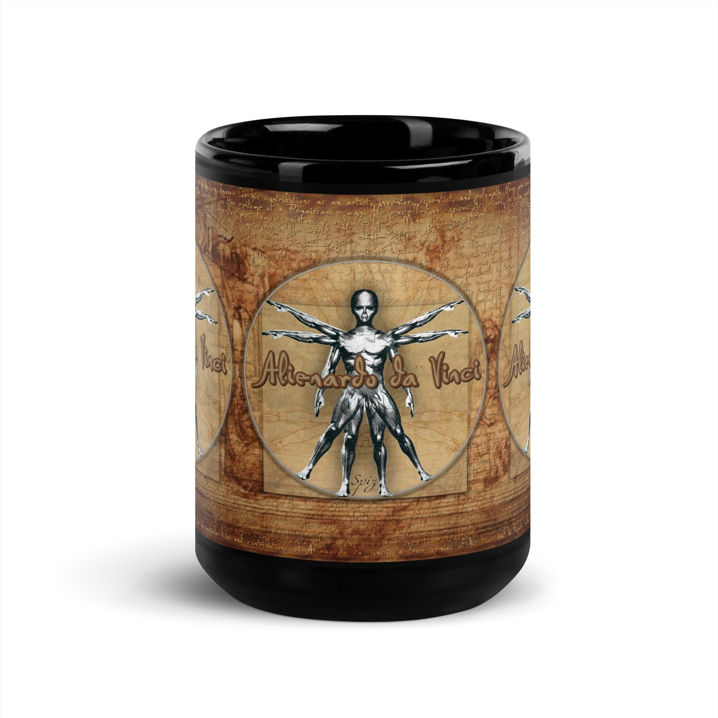 MUG: Alienardo da Vinci Black Glossy Mug-006