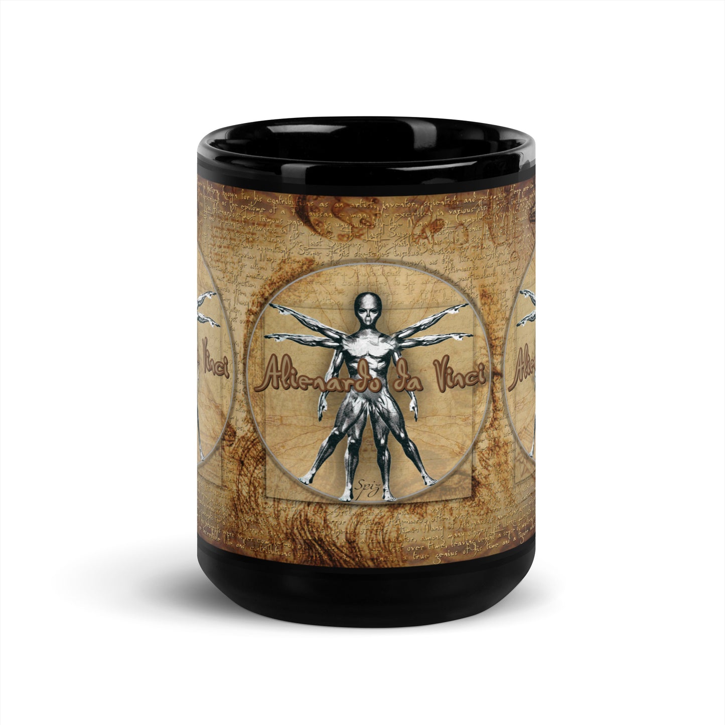 MUG: Alienardo da Vinci Black Glossy Mug-007