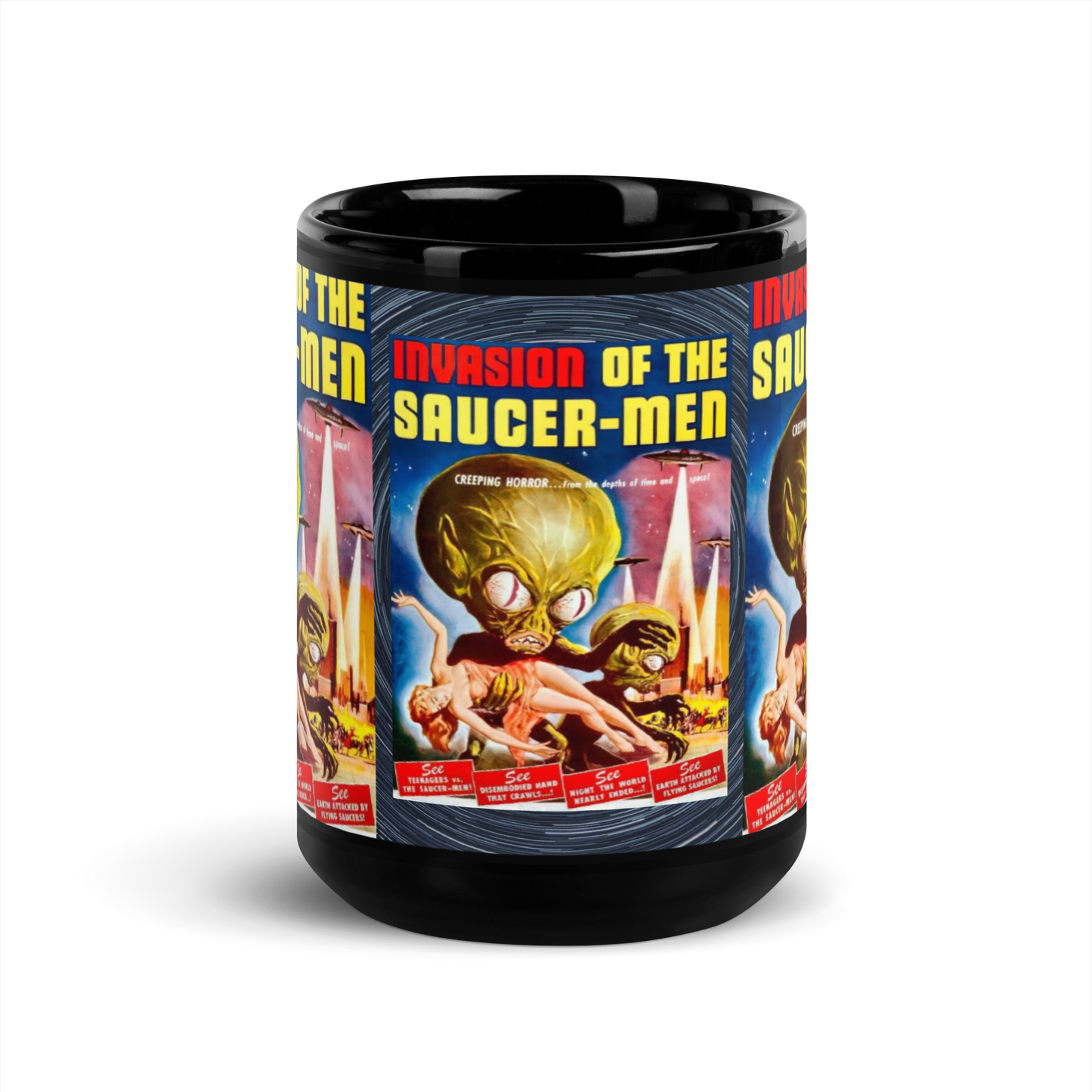 MUG: Invasion Of The Saucer Men Black Glossy Mug