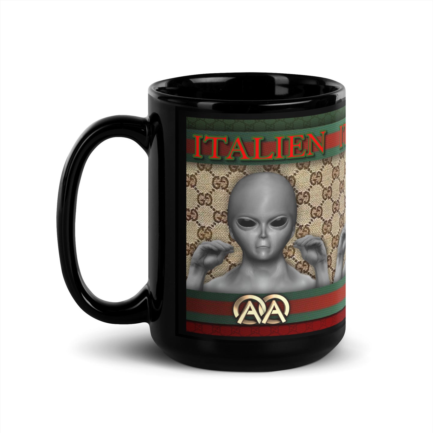 MUG: ITALIEN Designer Black Glossy Mug