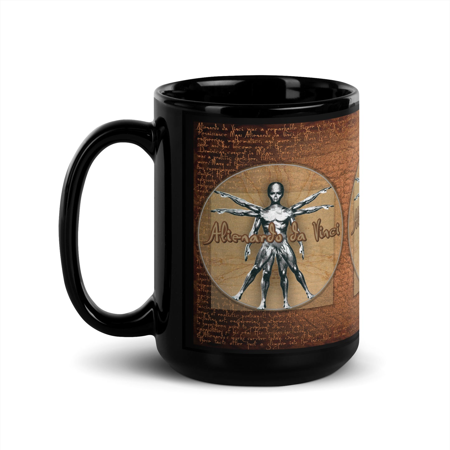 MUG: Alienardo da Vinci Black Glossy Mug-002