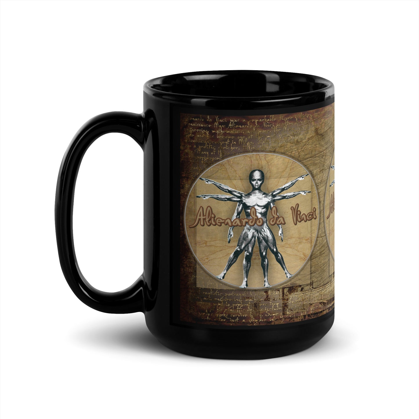 MUG: Alienardo da Vinci Black Glossy Mug-001