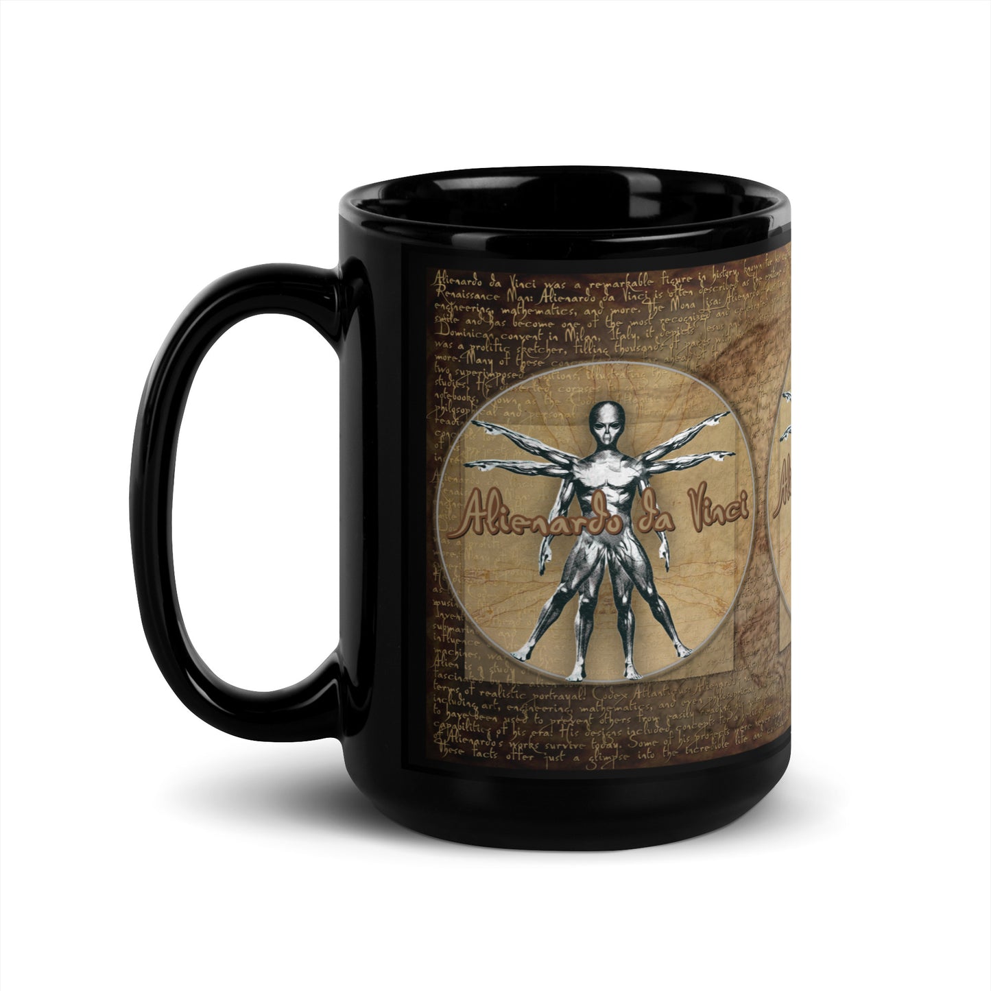 MUG: Alienardo da Vinci Black Glossy Mug-003