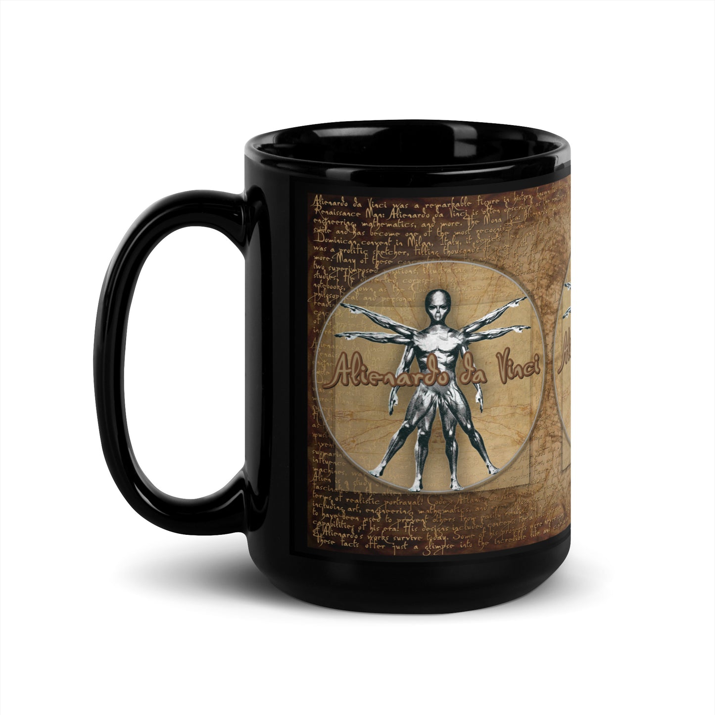 MUG: Alienardo da Vinci Black Glossy Mug-004