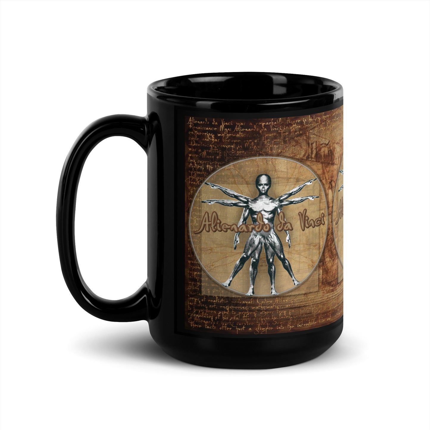 MUG: Alienardo da Vinci Black Glossy Mug-006