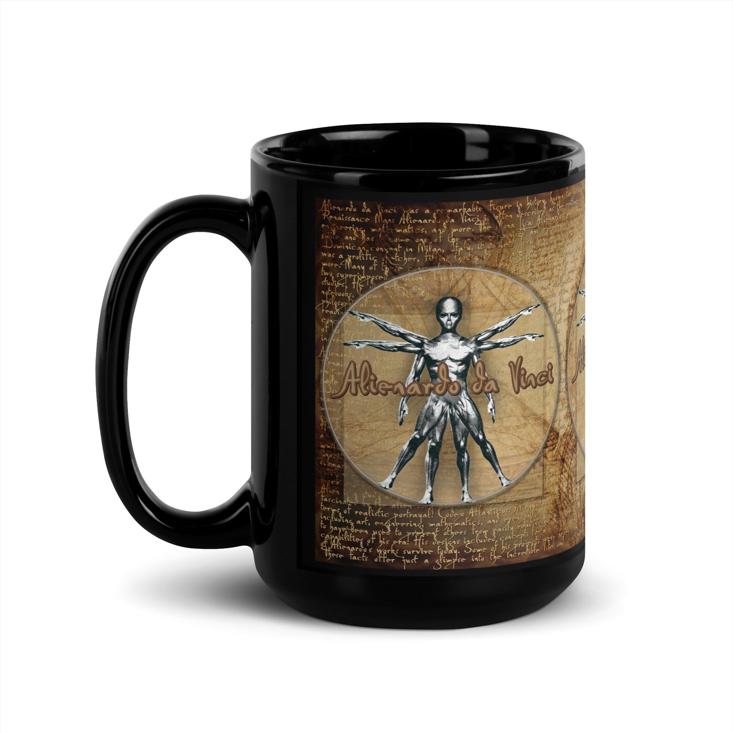 MUG: Alienardo da Vinci Black Glossy Mug-007