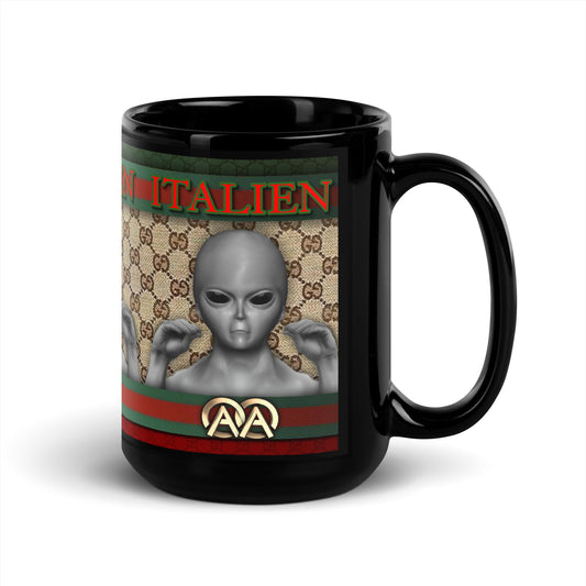 MUG: "ITALIEN" UFO Designer Black Glossy Mug