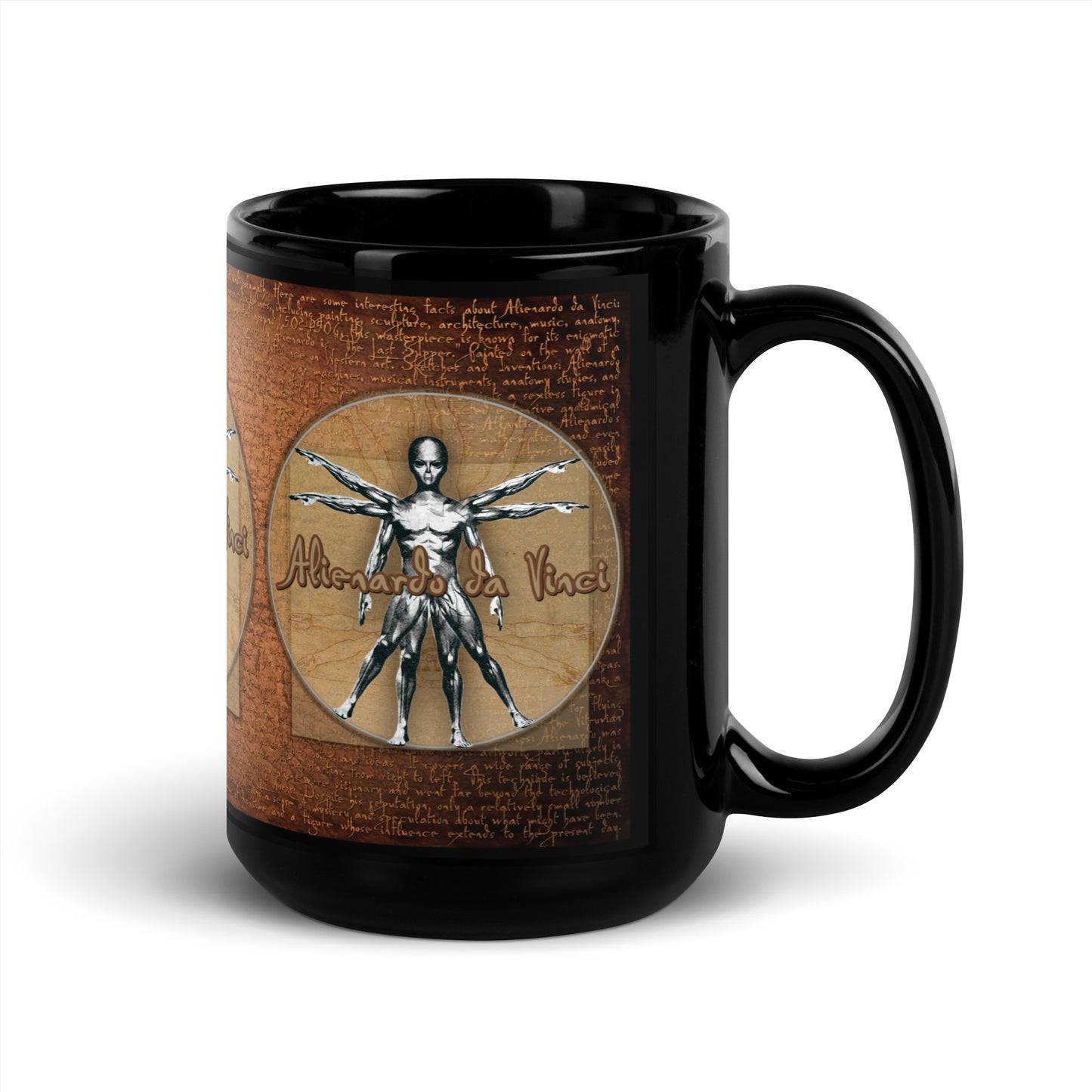 MUG: Alienardo da Vinci Black Glossy Mug-002