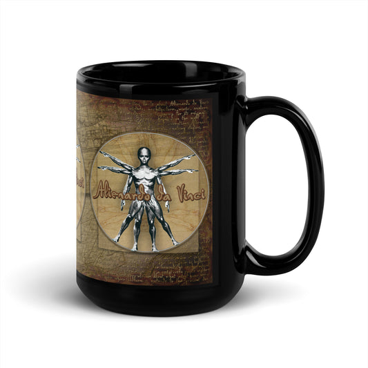 MUG: Alienardo da Vinci Black Glossy Mug-001