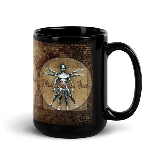 MUG: Alienardo da Vinci Black Glossy Mug-003